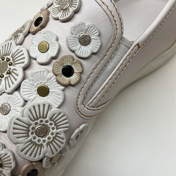 Coach Chalk Tea Rose Floral Slip On Sneakers 8.5 - Picture 14 of 16